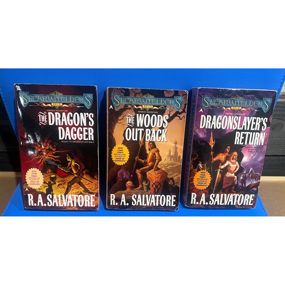 RA Salvatore Spearwielder's Tale Trilogy 3 Book Set Woods Out Back Fantasy Lot